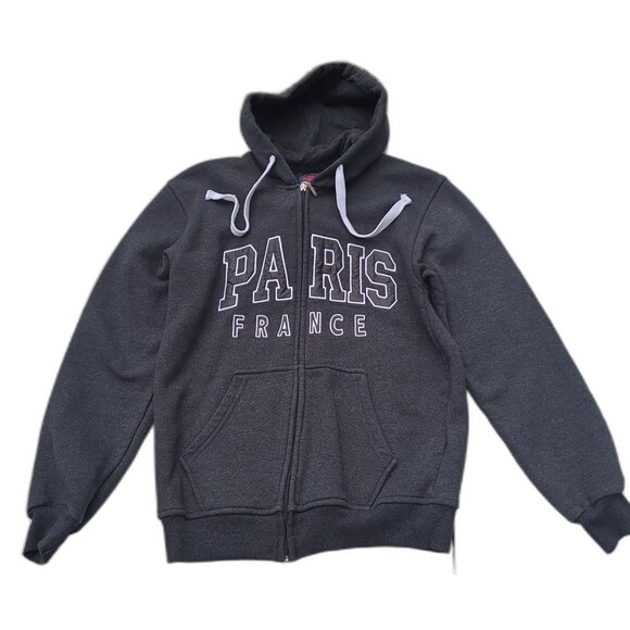 Vtg Y2k Paris France Zip Hoodie Sweatshirt Travel - Picture 1 of 6